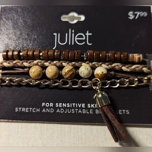 Juliet.Four  bracelets in gold chain and brown beading NWT